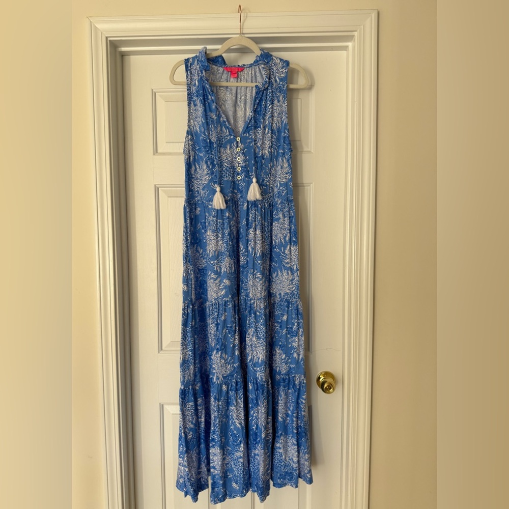 Lilly Pulitzer Malone Maxi Boca Blue Croc and Lock It